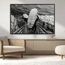 Black and White Surfing Wall Art Canvas Print – Framed by MyGreatCanvas | Canvas Wall Art Prints | Photo Prints & Wall Decor