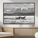 Wild Horses Wall Art – Framed Black White Mountain Canvas by MyGreatCanvas | Canvas Wall Art Prints | Photo Prints & Wall Decor