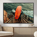 Surfer Stairway Wall Art – Framed Ocean Surf Canvas Artwork, by MyGreatCanvas | Canvas Wall Art Prints | Photo Prints & Wall Decor