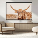 Longhorn Bull Wall Art Canvas Print – Framed Western Cow