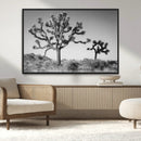 Joshua Tree Wall Art Canvas Print – Framed Monochrome Desert