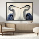 Blue Heron Pair Wall Art Canvas Print – Framed Coastal Bird