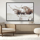 Longhorn Wall Art Canvas Print – Framed Western Cow Rustic