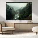 Misty Forest Wall Art Canvas Print – Framed Foggy River