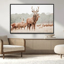 Rustic Nature Wall Art Canvas Print – Stag Woodland Framed