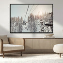 Frosty Pines Wall Art Canvas Print – Framed Cozy Cabin Ski