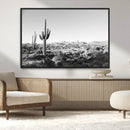 Saguaro Cactus Wall Art Canvas Print – Framed Monochrome