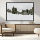 Frosty Pines Wall Art Canvas Print – Framed Silent Snowfall