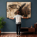 Moose Canvas Wall Art — Rustic Wildlife Painting Print | by MyGreatCanvas | Canvas Wall Art Prints | Photo Prints & Wall Decor