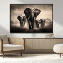 Elephant Family Wall Art Canvas Print, Framed Elephant Wall