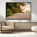 Tropical beach sunset, palm trees, white sand, ocean waves, by MyGreatCanvas | Canvas Wall Art Prints | Photo Prints & Wall Decor