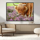 Highland Cow Wall Art Canvas Print – Framed Purple Flowers by MyGreatCanvas | Canvas Wall Art Prints | Photo Prints & Wall Decor