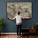 Personalized World Map Wall Art Canvas Print – Custom Push