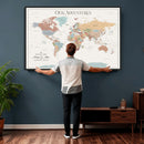 Personalized Push Pin World Map Canvas – Custom Framed