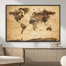 Push Pin World Map Canvas Print – Travel Tracker Wall Art