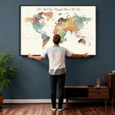 Detailed Custom World Map Print – Framed Custom Push Pin