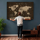 Customize Push Pin World Map Wall Art Canvas Print –