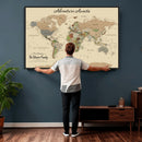 Personalized Push Pin Map with Pin Wall Art Canvas Print –