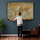 Customize Push Pin Vintage World Map Wall Art Canvas Print – by MyGreatCanvas | Canvas Wall Art Prints | Photo Prints & Wall Decor