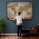 Personalized World Map Wall Art Canvas Print – Custom Push