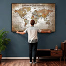 Personalized Vintage Map Wall Art Canvas Print – Custom Push