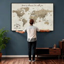 Push Pin World Map Canvas Print – Travel Tracker Wall Art