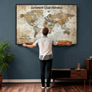 Personalized World Map Wall Art Canvas Print – Custom Push by MyGreatCanvas | Canvas Wall Art Prints | Photo Prints & Wall Decor