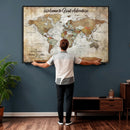 Personalized World Map Wall Art Canvas Print – Custom Push