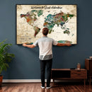 Grunge Personalized World Map Wall Art Canvas Print – Custom