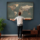 Personalized World Map Wall Art – Custom Framed Push Pin