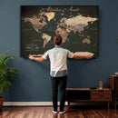 Custom Push Pin World Map Wall Art – Personalized Travel
