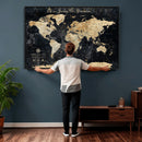 Personalized World Map Wall Art – Custom Framed Push Pin