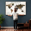Personalized Push Pin World Map Canvas Print – Custom Framed