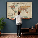 Personalized Push Pin World Map Canvas – Custom Framed