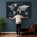 Personalized World Map Canvas – Custom Framed Push Pin