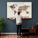 Personalized Travel Tracker Map with Pins Framed Large for