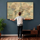 Personalized World Map Canvas – Custom Framed Push Pin