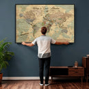 Personalized World Map Canvas – Custom Framed Push Pin