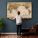 Personalized World Map Canvas Print – Framed Push Pin Travel