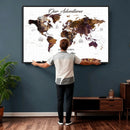 Personalized Vintage World Map Canvas – Custom Framed Push
