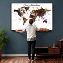 Personalized Vintage World Map Canvas – Custom Framed Push