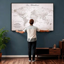 Personalized Vintage World Map Canvas Print – Custom Push
