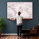 Personalized Vintage World Map Canvas Print – Custom Push