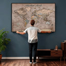 Custom Push Pin World Map Wall Art Canvas Print –