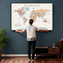 Custom Push Pin World Map Wall Art Canvas Print –