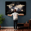 Personalize World Map Push Pin Wall Canvas Print –