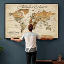 Custom Push Pin World Map Wall Canvas Print