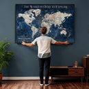Custom Push Pin Travel Map Wall Art Canvas Print –