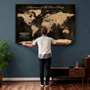 Personalized Family Adventure World Map – Custom Framed Push by MyGreatCanvas | Canvas Wall Art Prints | Photo Prints & Wall Decor