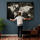 Personalized Push Pin World Map Canvas – Custom Framed